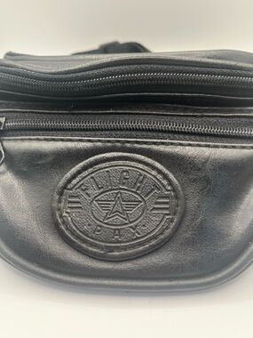 Vintage Y2K Flight PAX Black Leather Fanny Pack